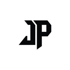 JP monogram logo design letter text name symbol monochrome logotype alphabet character simple logo