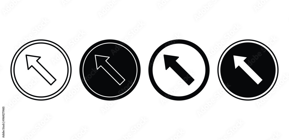 Poster curve left icon set black and white arrow directions in circular signs vector design