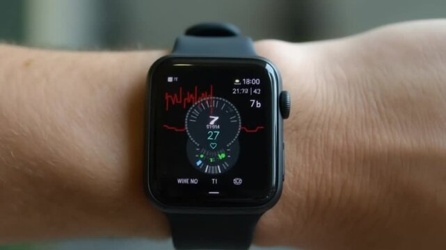 Smartwatch Displaying Heart Rate During Exercise