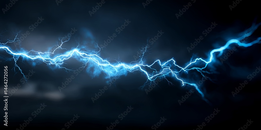 Fototapete dramatic blue lightning bolt on dark background creating a striking and powerful visual for use in v