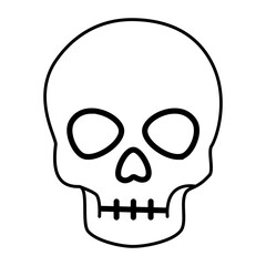 Simple Black Skull Outline Icon Illustration