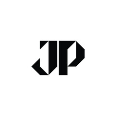 JP monogram logo design letter text name symbol monochrome logotype alphabet character simple logo