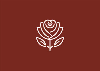 Rose line art logo for elegance, love, or beauty-focused branding.