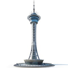 television tower in berlin on white background