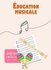 Matière scolaire éducation musicale musique rentrée scolaire flute