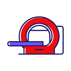 Red and blue MRI machine graphic design, medical imaging technology, copy space