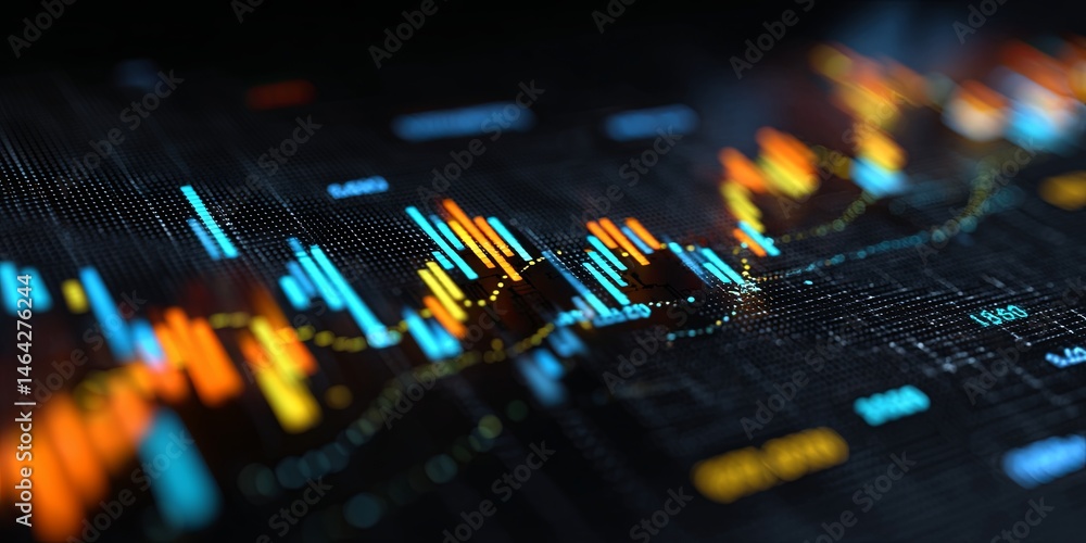Aufkleber abstract digital financial graph with vibrant colors illustrating market trends and data analysis in