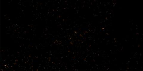 Shimmering gold parts.Gold glitter dust with stars on transparent background. Dust with gold glitter effect.