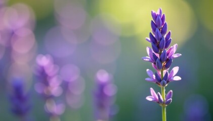 Obraz premium Single lavender sprig, delicate purple flowers , botanical, purple, bloom