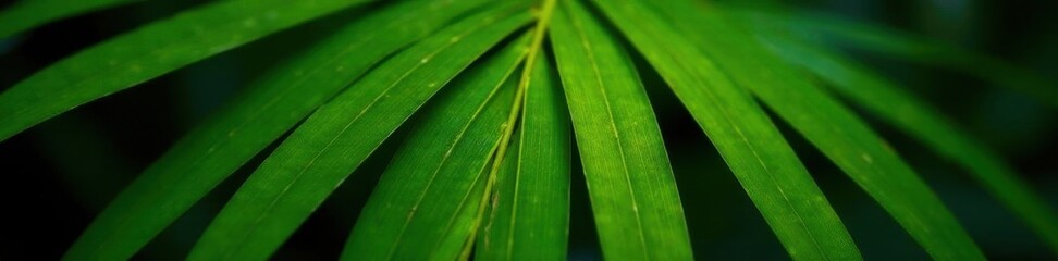 Single palm leaf illuminated, showing detail and texture , eco, flora, jungle