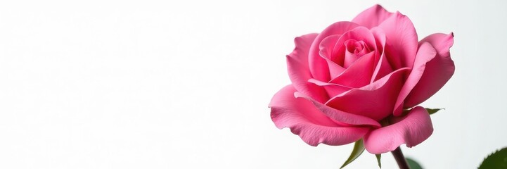 Single pink rose, velvety texture, pure white backdrop, color, closeup