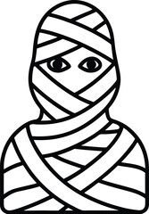 Halloween Mummy Line Art Wrapped Bandages Illustration