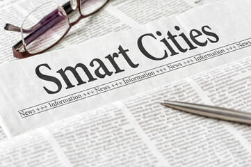 A newspaper with the headline Smart Cities