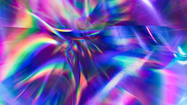 Vibrant abstract neon light refractions and 3D effects