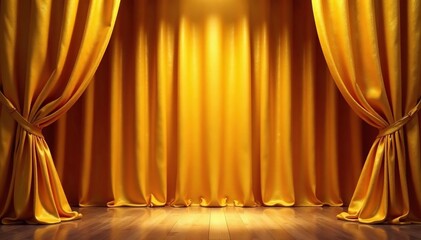 Luxurious silk stage curtains, shimmering gold, stage, glimmer, shimmer