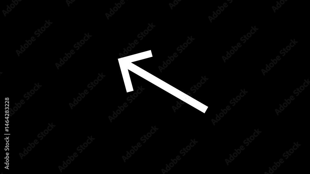 Poster right arrow icon rotation animation on a black background.