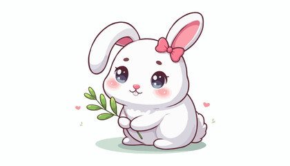 Cute cartoon bunny with a heart, perfect for Easter holiday fun
