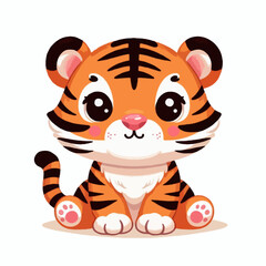 Fototapeta premium Cute cartoon tiger cub vector illustration