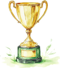Golden Watercolor Trophy Illustration