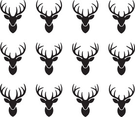Deer head icons set illustration vector .