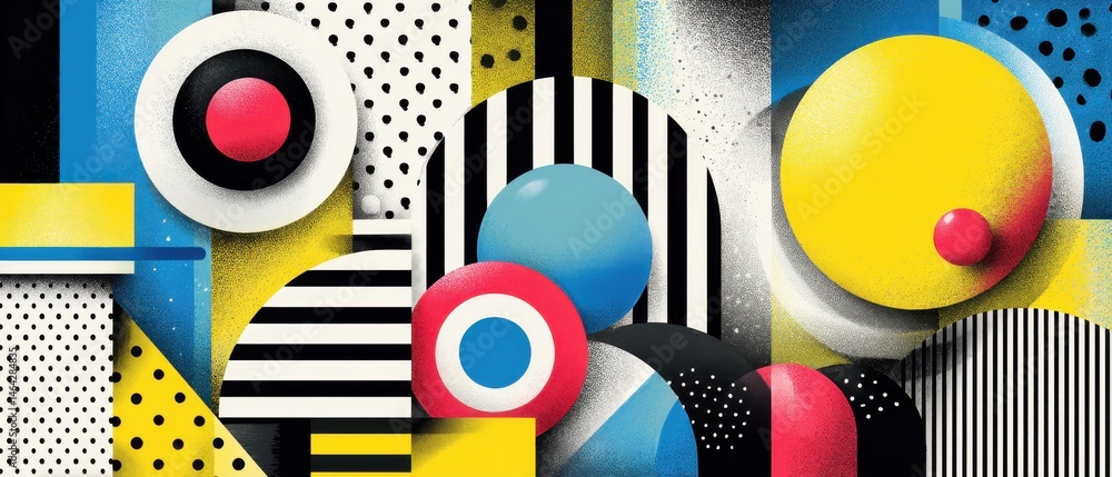 Poster vibrant geometric shapes and patterns in a bold, colorful abstract design modern graphic art with ci