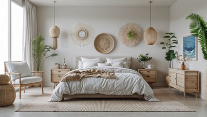 Modern luxury apartment living room and bedroom suite with comfortable furniture, elegant lighting, and stylish home decor