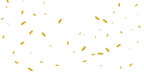 Elegant golden glitter background featuring falling confetti, shimmering particles, and radiant golden dust.  Golden glitter background. Falling glitter confetti. Luxury sparkling confetti.