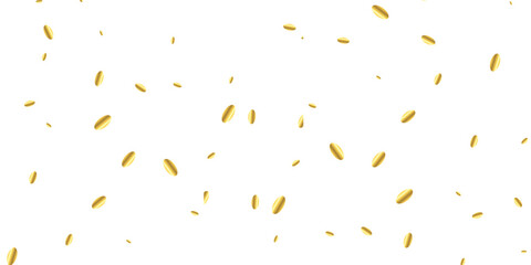 Elegant golden glitter background featuring falling confetti, shimmering particles, and radiant golden dust. Festive explosion of confetti. Gold glitter background. Golden dots. Vector illustration.