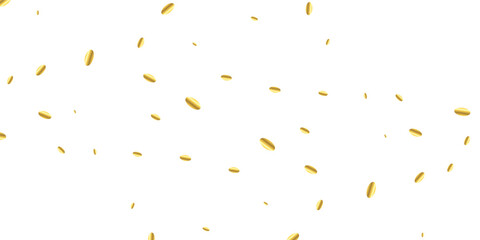 Elegant golden glitter background featuring falling confetti, shimmering particles, and radiant golden dust. Festive explosion of confetti. Gold glitter background. Golden dots. Vector illustration.