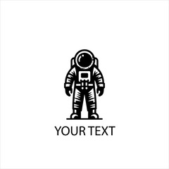 Astronaut Vector Logo Silhouette Isolated on White Background