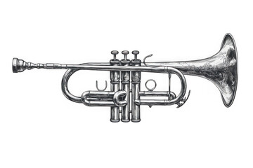Naklejka premium Detailed illustration of a silver trumpet musical instrument on transparent background