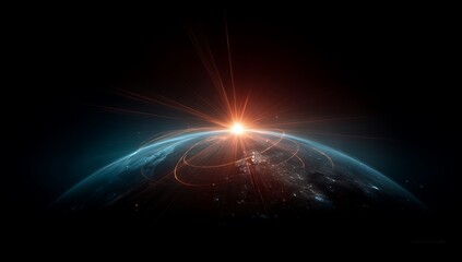 Obraz premium Global Network Connection Earth Sunrise Technology Innovation