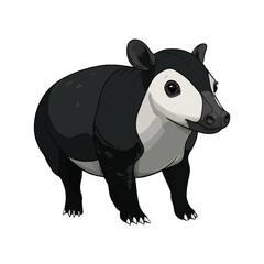 Fototapeta premium malayan tapir, animal, vector, transparent background, mammal, wildlife, zoo, large, big, nature, cute, isolated