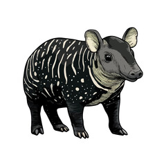 Fototapeta premium malayan tapir, animal, vector, transparent background, mammal, wildlife, zoo, large, big, nature, cute, isolated