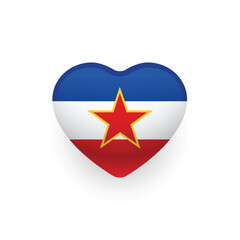 Yugoslavian flag shaped as heart. Yugoslavian flag. National pride of Yugoslavia. Vector illustration.