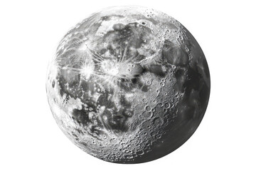 Detailed lunar surface with craters and textures visible on transparent background