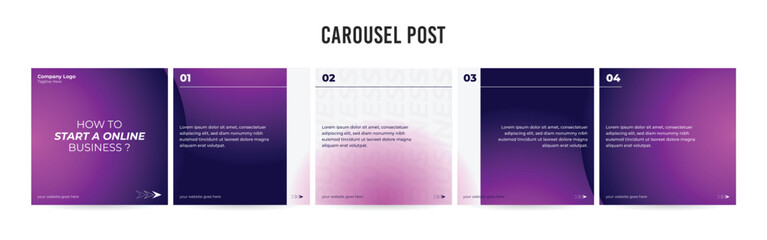 Fototapeta na wymiar Editable Instagram Carousel Post Layout Set, Social Media Marketing microblog template design, tips & tricks linkedin post template, eps 10. 