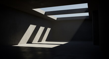 Fototapeta premium Interior room light shafts from ceiling openings