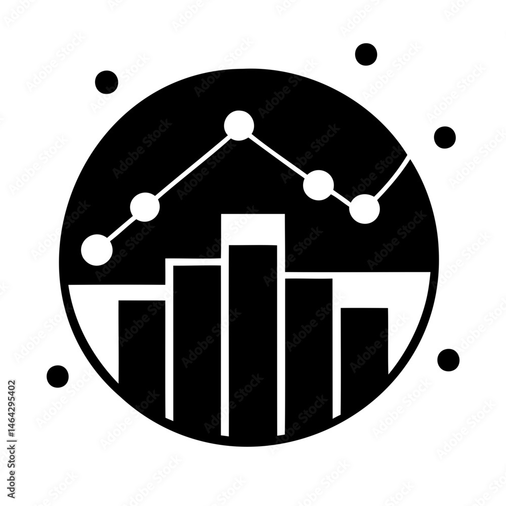 Poster financial data analysis chart with bar graph and line graph for business and investment tracking too