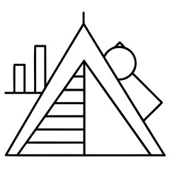 Abstract geometric design with triangle, circle, and bars for modern art and minimalist style icon design isolated on transparent background