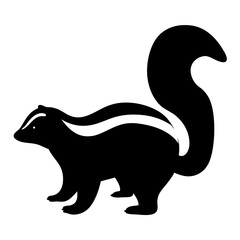 skunk animal black silhouette icon - designs for jungle animals skunk Safaris, wildlife, rainforest, vector on a white transparent.