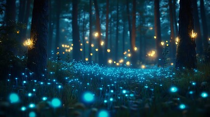 Fototapeta premium Glowing forest night