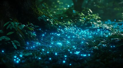 Obraz premium Glowing forest floor organisms