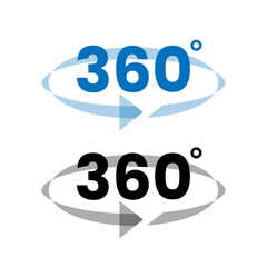 Modern flat illustration icon of 360 degree circular arrow, symbolizing rotation, spinning, or full motion. for visual content related to movement, rotate actions, animation controls, or coverage