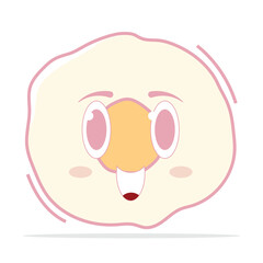 Cute Kawaii Fried Egg Vector, Pastel Colored Smiling Breakfast Character for Kids Menu Design, Baby Room Wall Art, Children’s Books, Educational Materials, and Food Product Packaging