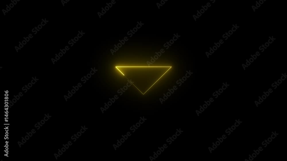 Poster a beautiful moving dynamic video of orange colors on black behind an inverted triangle .glowing neon