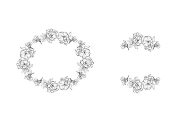 Hand drawn azalea floral frame collection vector