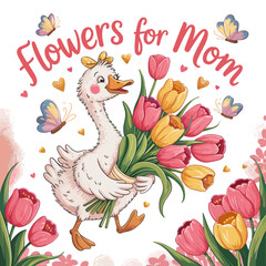 goose, funny goose, happy mothers day, mom mug, best mom ever, sublimation designs, popular trends, daughter to mom gifts, watercolor flower, mother day, mug wrap, gift for daughter, mother and daught