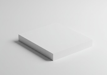 Naklejka premium Minimalist presentation: a simple white rectangular block on a white surface with soft shadows