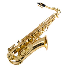 Beautiful golden saxophone on white background